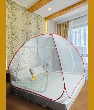 Evafly - Red Polycotton Foldable Mosquito Net, Machardani ( Pack of 1 )