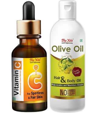 The Nile Professional Vitamin C Face Serum + Olive Oil 100 ML Face Serum 130 mL Pack of 2