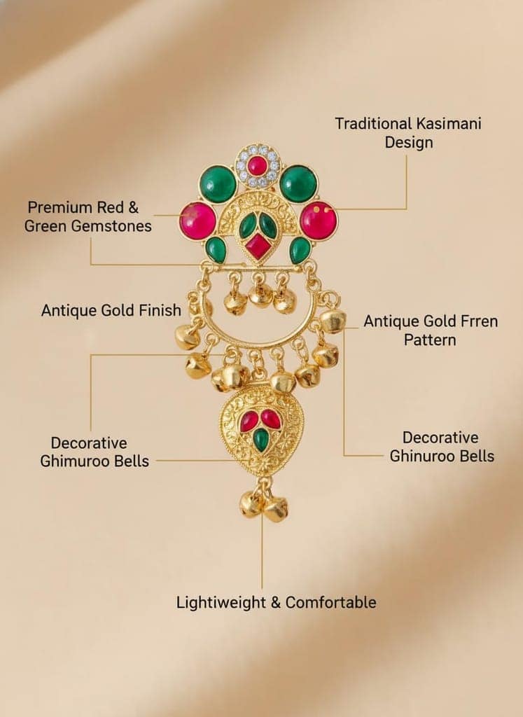 Gold Plated - Traditional Jhumka Earrings for Women | Antique Temple Design Long Dangler Earrings view 4