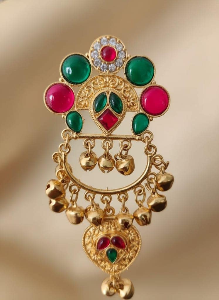 Gold Plated - Traditional Jhumka Earrings for Women | Antique Temple Design Long Dangler Earrings view 5