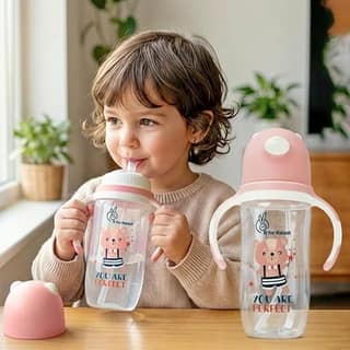 R for Rabbit Premium Baloo Kids Straw Sipper Bottle |10 fl oz | Anti Spill Sippy Cup with Soft Silicone Straw BPA Free & Non Toxic for Kids of 12+ Months -(300 ml Pink) R for Rabbit Premium Baloo Kids Straw Sipper Bottle |10 fl oz | Anti Spill Sippy Cup