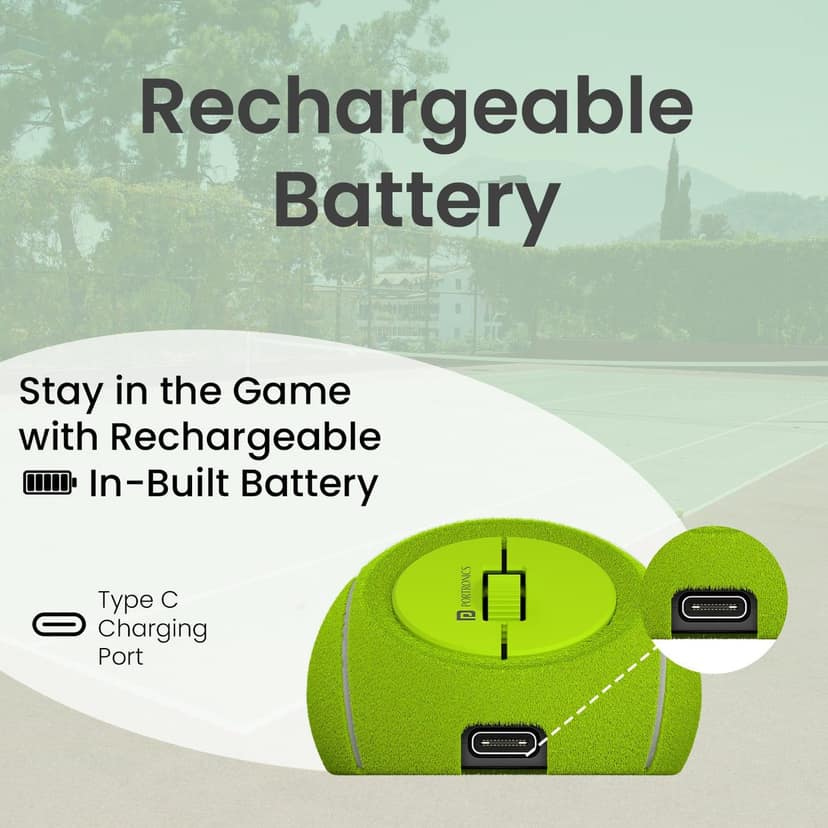 Portronics ToadPlay Tennis Mini Wireless Mouse, Dual Wireless Connectivity, Rechargeable Upto 2400 DPI Adjustable, Bluetooth 5.0 & 2.4GHz RF, Type C Rechargeable Battery, Premium Soft Silicone Material - Green view 3