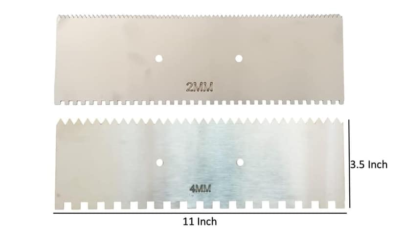 MD Style Square Notch Metal Trowel Fix Thickness for Flexible Resin Spreader Set, Reusable Trowel Scrapers for Epoxy, Fillers, Putty,Spackling Paste view 2