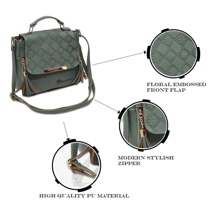 Magnifique Women's Hand/Sling/Side Bag/purse Polyurethane Western (Green) view 2