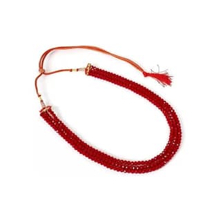 Manbhar Gems - Semi Precious Crystal Gemstone Beads 3 Layer 16 Inch Long Multistrand Necklace for Women (Same as Image)mehroon