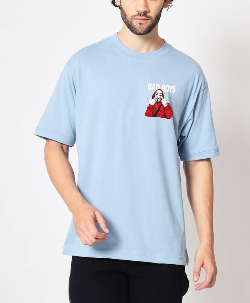 SCOTT FINCHER Men's BAD BOY Graphic Printed T-Shirt in Light Blue : AA(ARN)LBLUE_117 view 3
