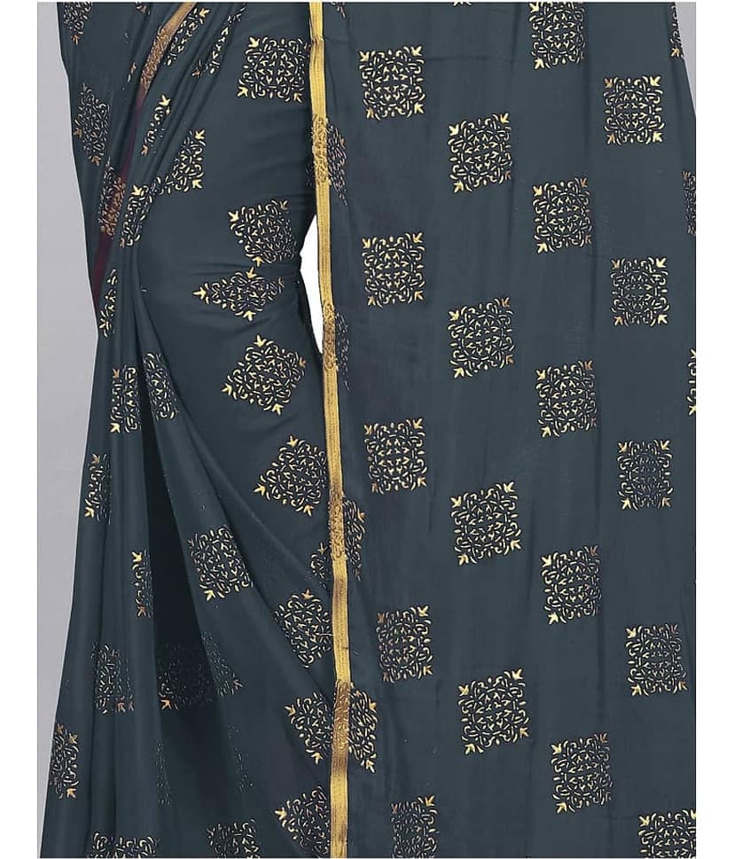 Rhey Chiffon Printed Saree With Unstitched Blouse Piece ( Mint Green ) view 2