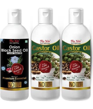 The Nile Castor Oil 100 ML X 2 + Onion Black Seed 100 Ml 300 mL Pack of 3