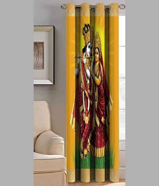 BELLA TRUE Abstract Semi-Transparent Eyelet Curtain 5 ft ( Pack of 2 ) - Multicolor