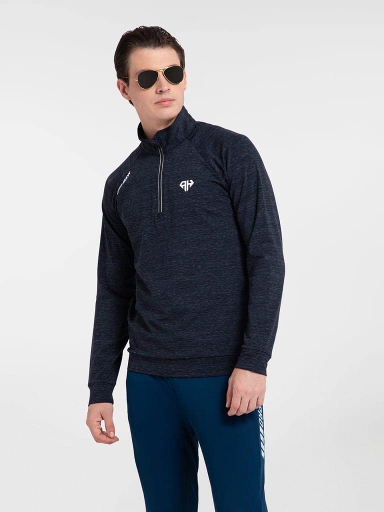 AH Quarterzip Blue Grey Mélange view 4