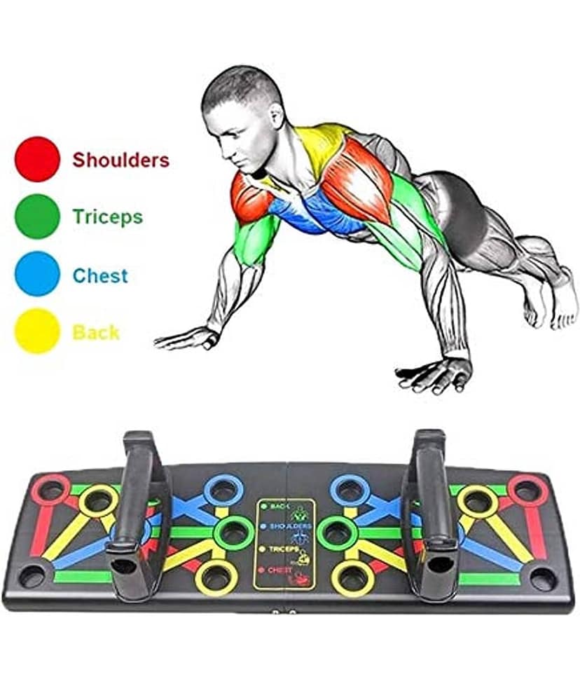 Push Up Board -with 14-in-one Muscle Toning System, Multifunctional Colour Coded Foldable Push up Board for Body Muscle Training