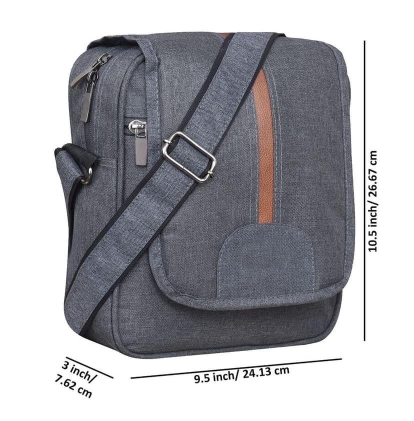 Grey Casual Linen Textured Cross Body Sling Bag For Men SL07 view 2