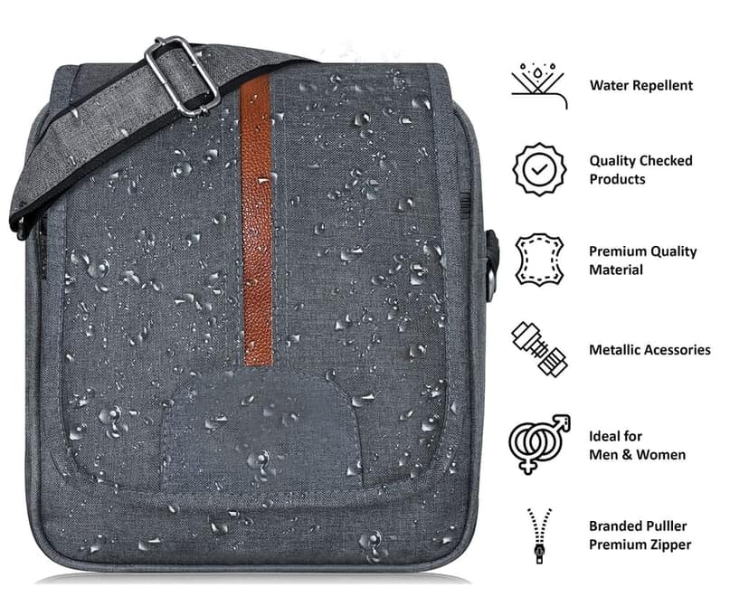 Grey Casual Linen Textured Cross Body Sling Bag For Men SL07 view 5