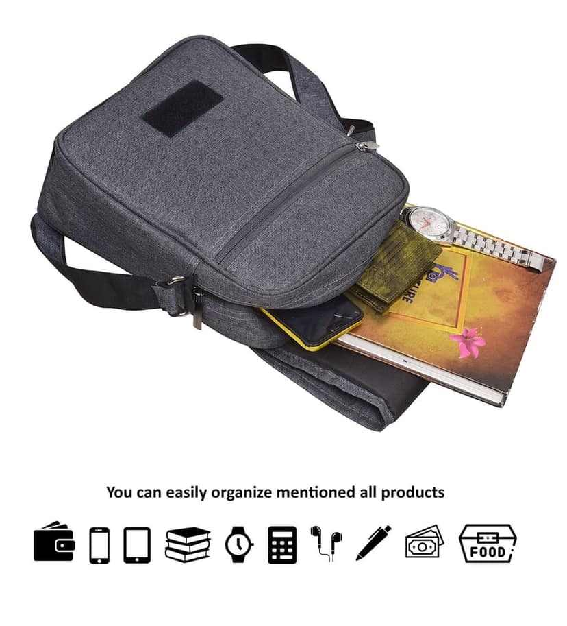 Grey Casual Linen Textured Cross Body Sling Bag For Men SL07 view 6