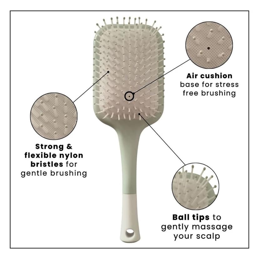 Hair Brush with Strong & Flexible Nylon Bristles having Anti-static Ball Tips, For Grooming, Straightening view 4