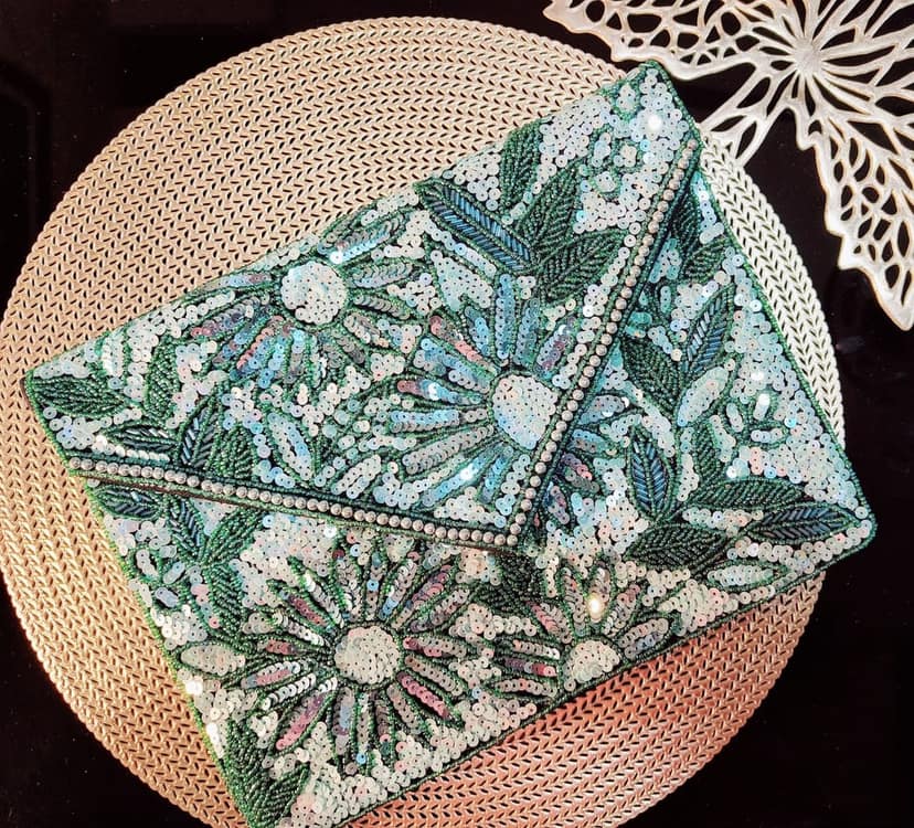 Light Green color women beaded hand bag cum sling bag/ banjara bag (pack of 2)