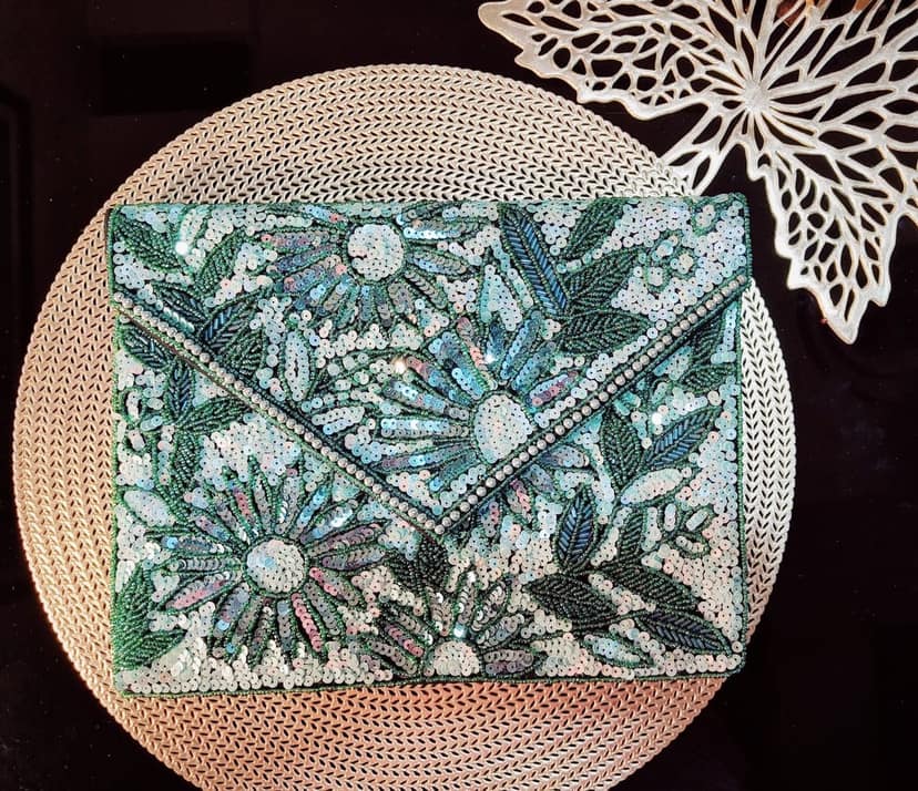 Light Green color women beaded hand bag cum sling bag/ banjara bag (pack of 2) view 2