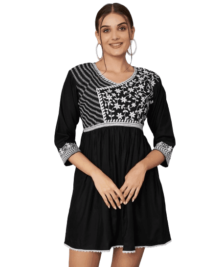 KOI SLEEPWEAR Beautiful Short Embroidered Dress SKY BLUE view 3