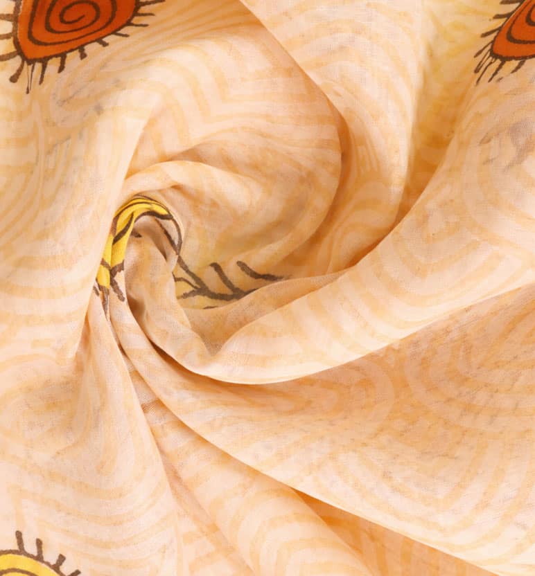 Block Printed Chanderi Stole – Heritage Temple Motif view 4