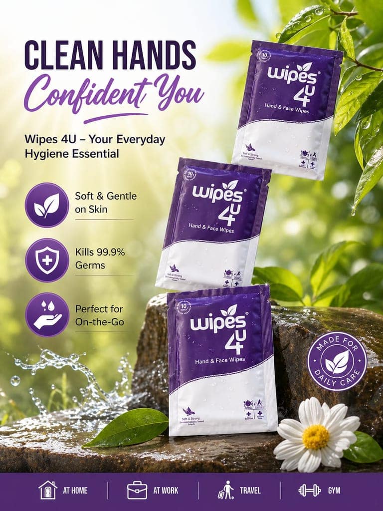 Wipes4u Individually Packed Face and Hand Wet Wipes Combo ( 25 Lemon + 75 Lavender ) view 2