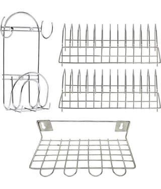 JISUN - Silver Stainless Steel Storage Racks ( Pack of 4 )