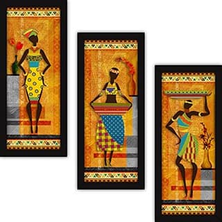 Wall Paintings For Living Room With Glass - Tribal Abstract Home Decor Large Art Bedroom -Set of 3