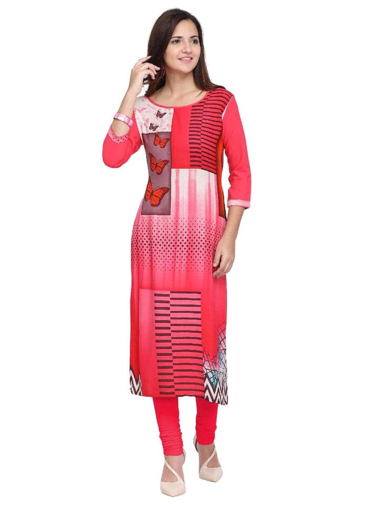 SHOPPING QUEEN Women Rayon Straight Kurta