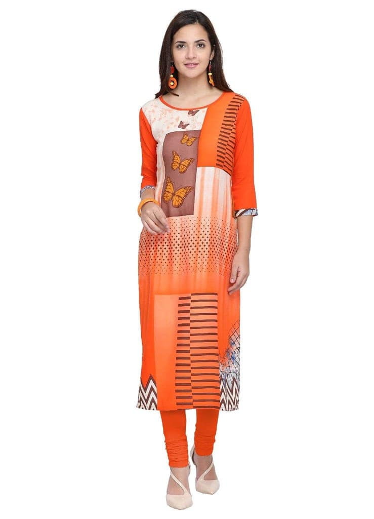 SHOPPING QUEEN Women Rayon Straight Kurta view 7