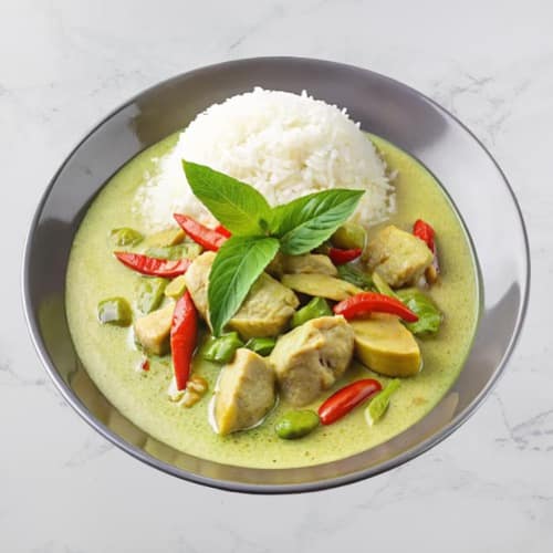Fish thai curry green with rice