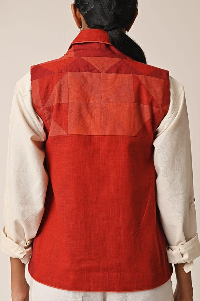 Rishta Sleeveless Red Ralli Jacket view 4