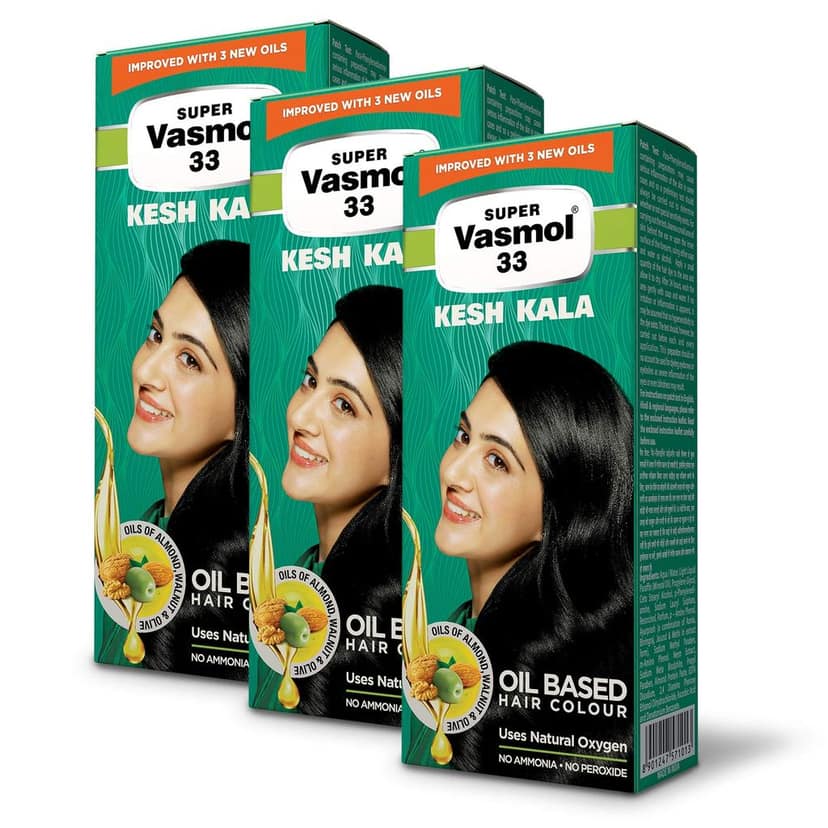 Vasmol Kesh Kala Oil Based Hair Colour, 100 ml (Pack of 3) - Black