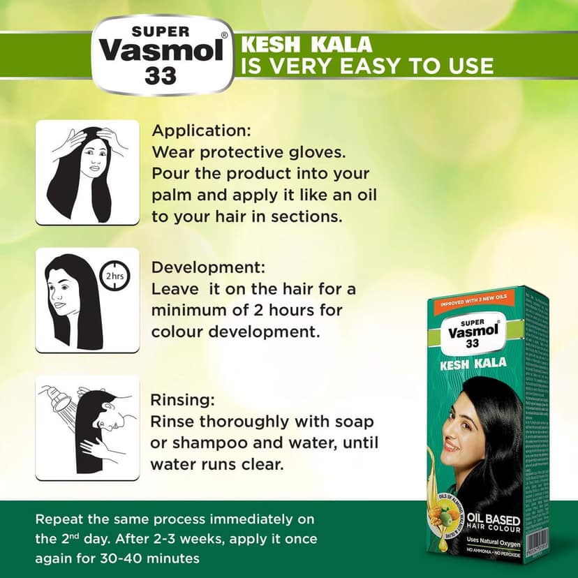 Vasmol Kesh Kala Oil Based Hair Colour, 100 ml (Pack of 3) - Black view 4