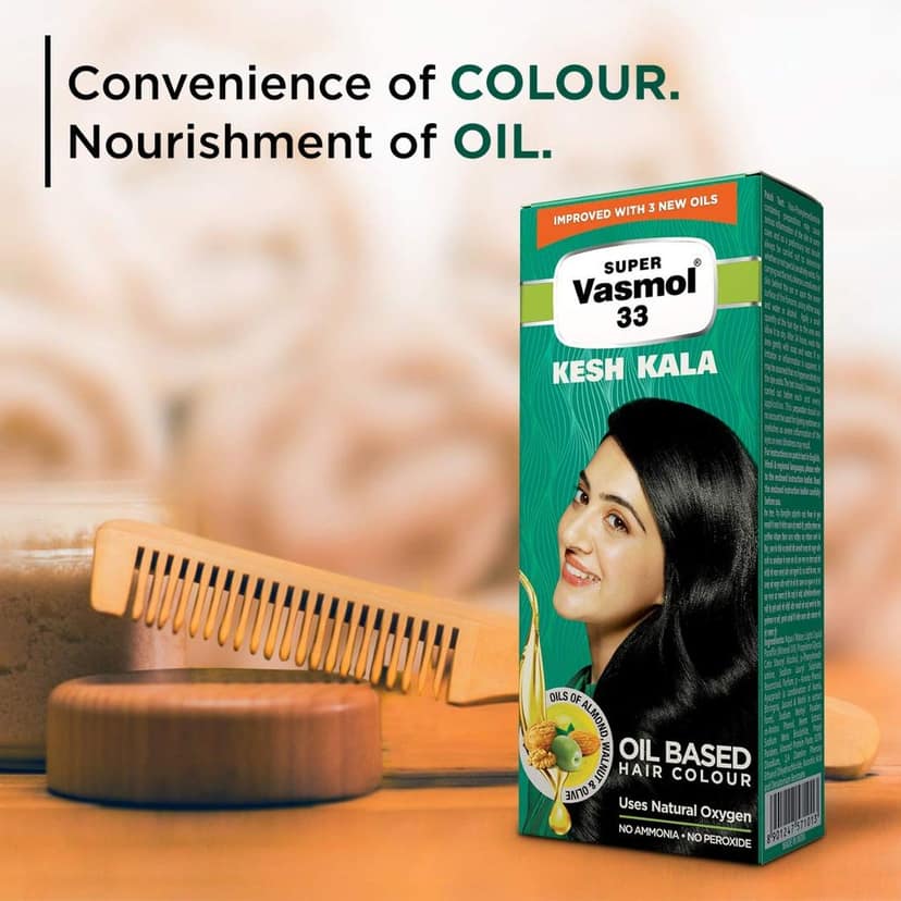 Vasmol Kesh Kala Oil Based Hair Colour, 100 ml (Pack of 3) - Black view 6