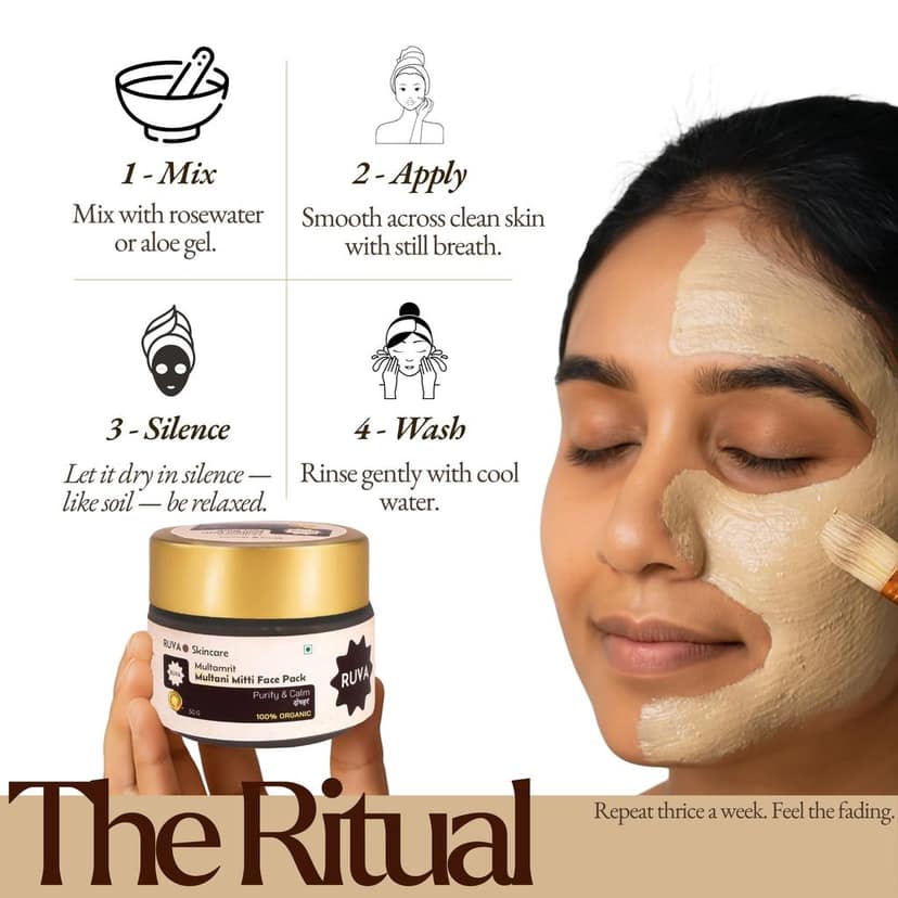RUVA Ayurvedic Multani Mitti Face Pack | Sun-Dried Sacred Clay Mask for Oily Skin, Pores & Acne Detox | For All Skin Types � Men & Women view 6