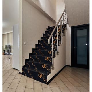Orientbell Floor Tiles Step Groove Portoro Black Marble 4 Pcs