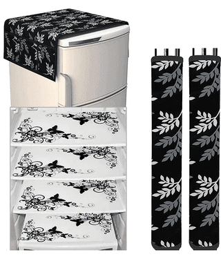 Crosmo Polyester Nature Fridge Mat & Cover ( 99 53 ) Pack of 7 - Black