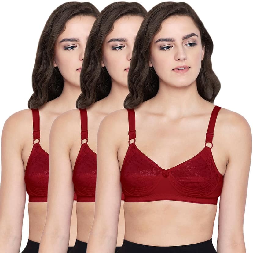 Bodycare Cotton Non Padded Non wired Regular Bra-Pack of 3