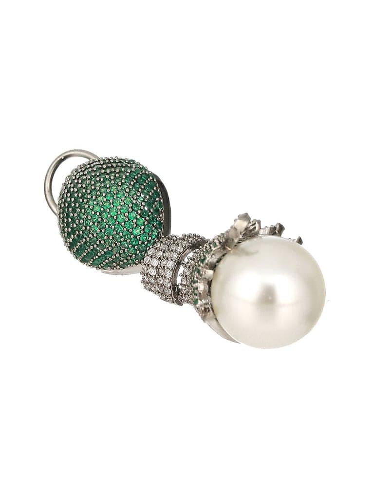 Green AD & Pearl Beaded Designer Luxe Drop Earrings view 7