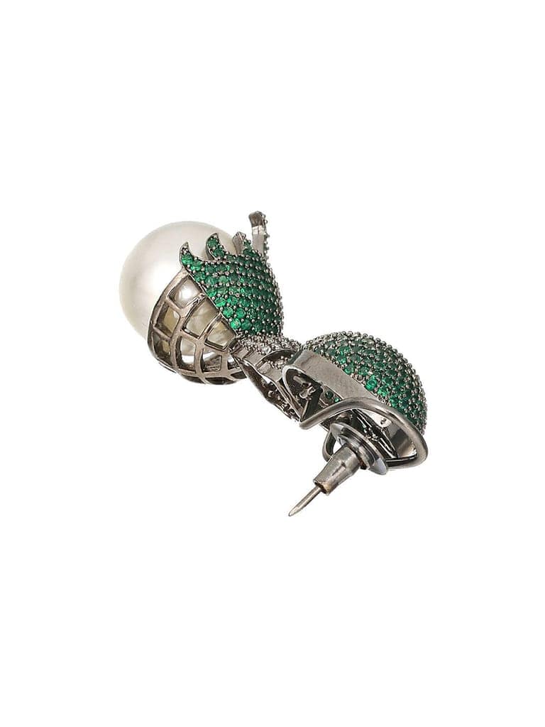 Green AD & Pearl Beaded Designer Luxe Drop Earrings view 8