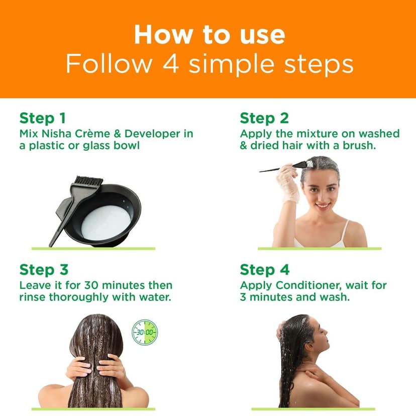 Nisha Creme Hair Color Natural Brown 60g Pack of 2, Permanent Hair Colour, No Ammonia, 100% Grey Coverage view 7
