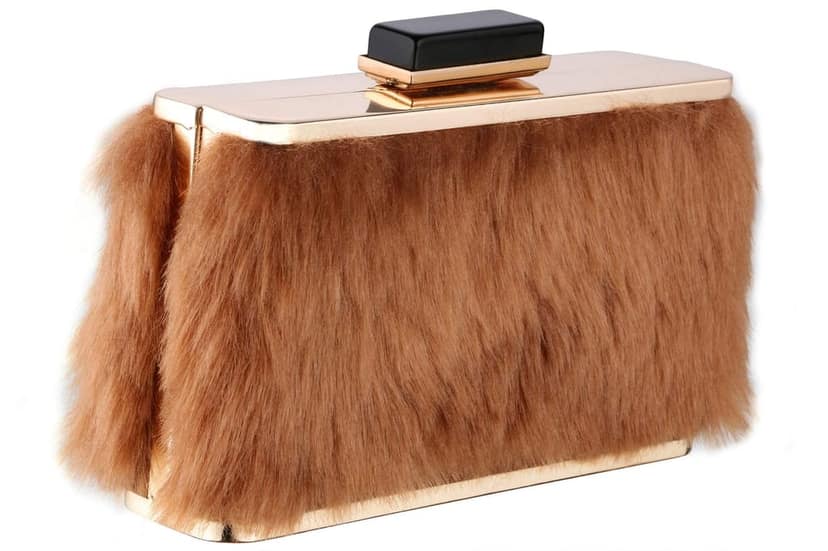 Vdesi Fur Coffee Clutch For Women view 3