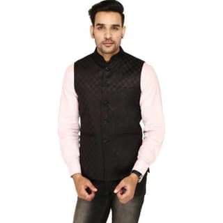 Traditional Checked Sleeveless Black Jacket