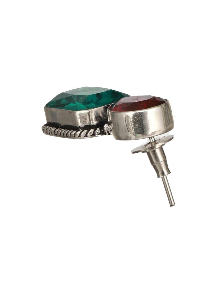 Silver Plated Red & Green AD Minimal Luxe Drop Earrings view 6