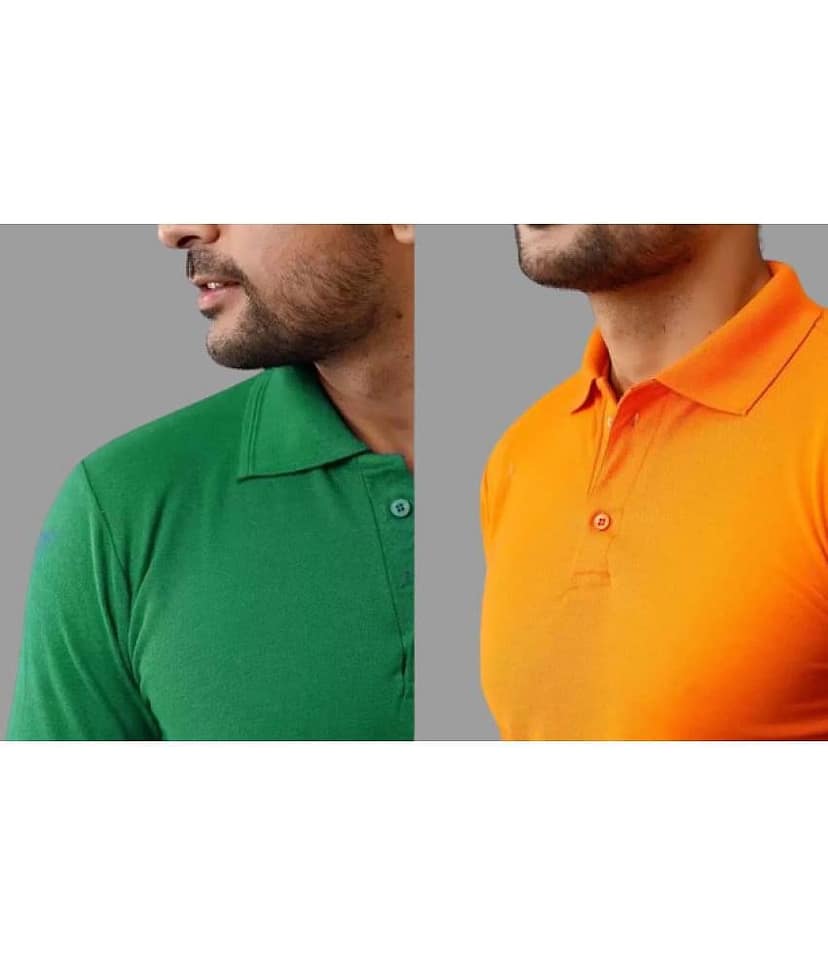 SKYRISE Pack of 2 Cotton Blend Slim Fit Solid Half Sleeves Men's Polo T Shirt ( Multicolor ) view 2