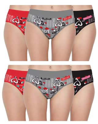 DOOZIE LOVEPLUS WOMEN'S HIPSTER MULTICOLOR COTTON PRINTED PANTY PACK OF 6