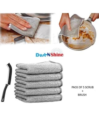 dust n shine Non-Scratch Wire Dish Wash Cloth Scrubber & Brush (Set of 6)