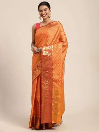 Women's Pure Banarasi Silk Woven Saree With Unstiched Blouse Piece
