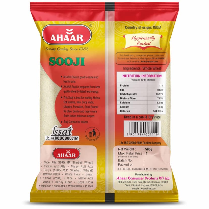 Ahaar Sooji, 500 G view 2