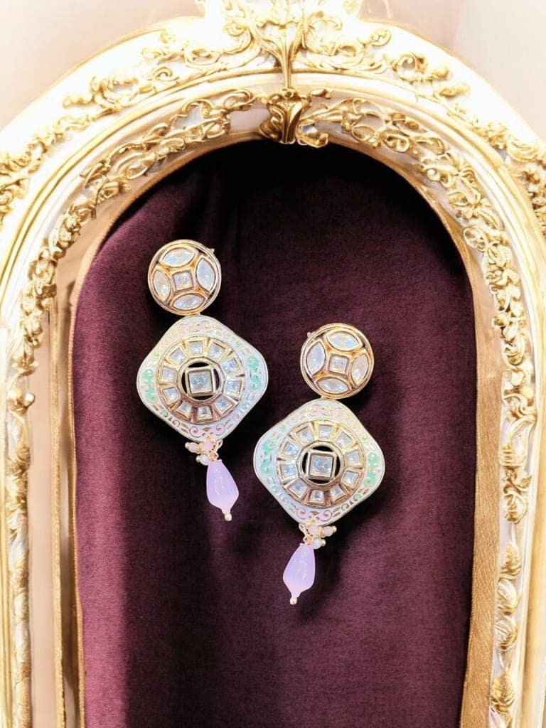 Kundan Meenakari Pendant Set with Pearl Drops By Dia Art Jewels view 3