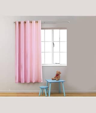 N2C Home Solid Semi-Transparent Eyelet Curtain 5 ft ( Pack of 1 ) - Pink